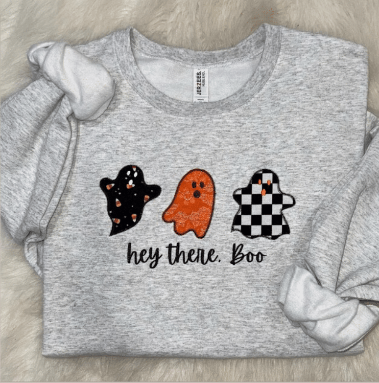 Hey There Boo ghost appliqué sweatshirt